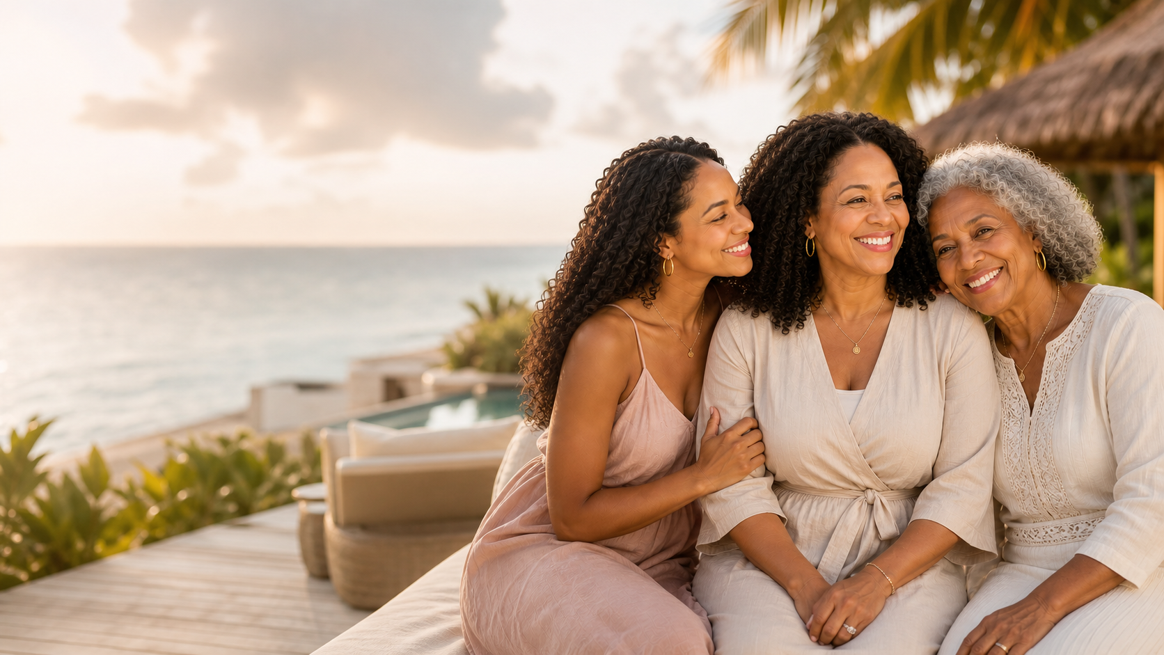 Mothers and loved ones enjoying a beautiful Jamaica resort